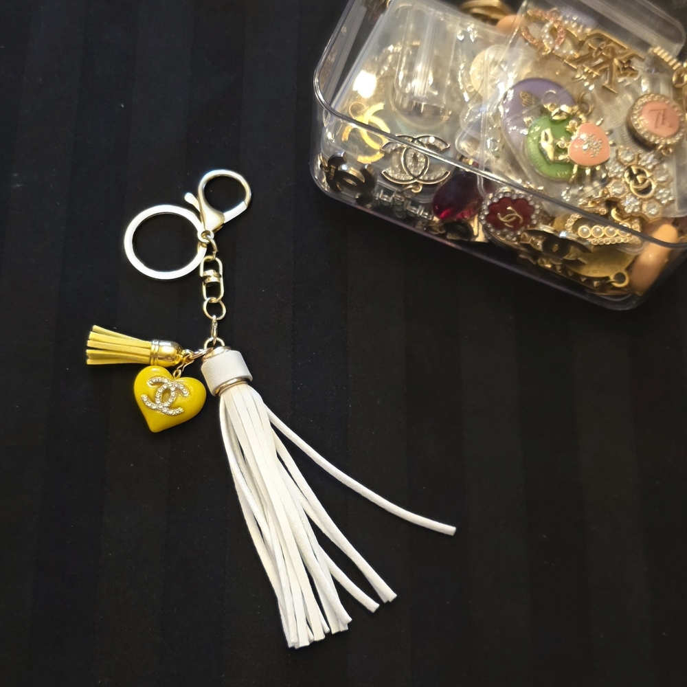 Handmade Custom One-of-a-Kind upcycled Chanel Charm Keychain.